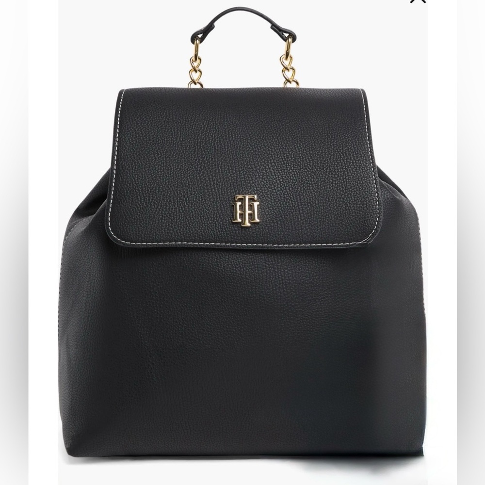 Tommy Hilfiger Leather Backpack w/ Pouch Black Med NWOT